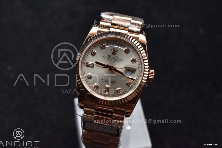 RG 36 V5 with Silver vr3255 DayDate 904L Edition Diamond (Gain EasyMatch Square on QF Steel President Bracelet Dial Best Weight) 675 1023